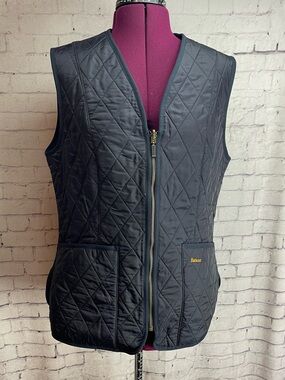 Barbour USA size 12 Betty fleece jacket liner vest navy